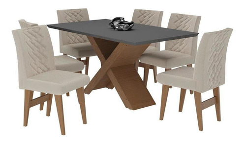 Mesa Jantar C/6 Cadeiras Moscou Multimóveis Ex1009 Md/gf/bg