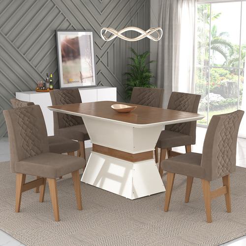 Mesa Jantar C/ 6 Cadeiras Nairobi Multimóveis Ex1011.t15.t20