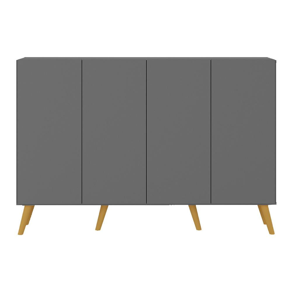 Encontraproduto.com.br - Aparador Buffet 4 Portas com Pés Retrô Veneza Multimóveis Grafite/Natural