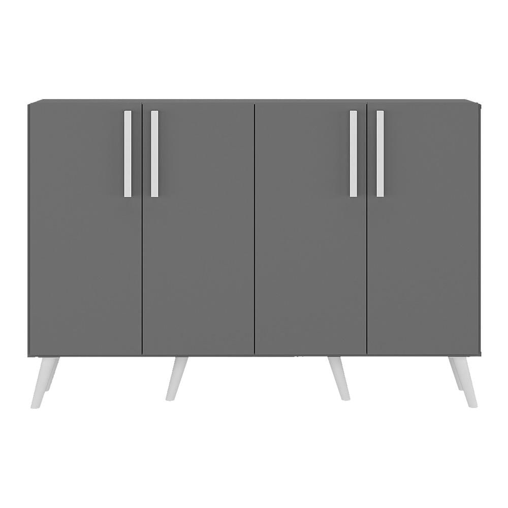 Encontraproduto.com.br - Aparador Buffet 4 Portas com Pés Retrô Viena Multimóveis Grafite/Branco