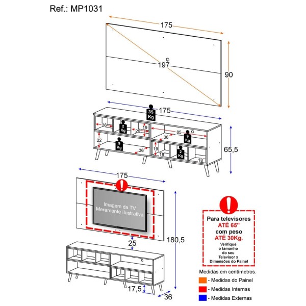 Encontraproduto.com.br - Rack com Painel TV 65