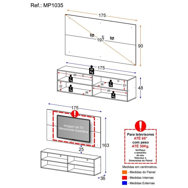 Encontraproduto.com.br - Rack com Painel e Suporte TV 65