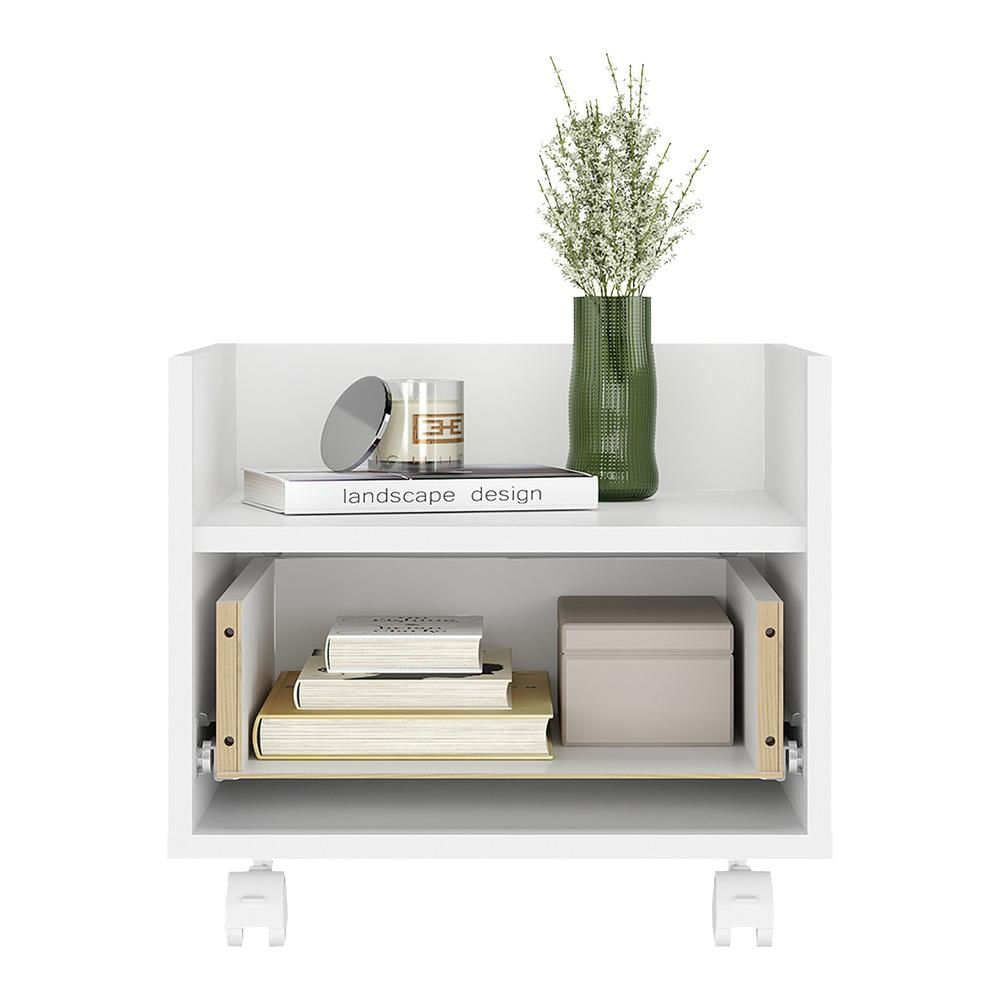 Encontraproduto.com.br - Kit com 2 Mesas de Cabeceira 40 cm com Rodízios Multimóveis MP4045 Branca