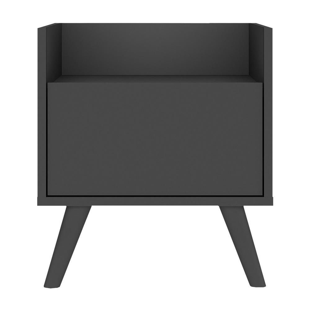 Encontraproduto.com.br - Kit com 2 Mesas de Cabeceira 40 cm com Pés Retrô Multimóveis MP4044 Preta