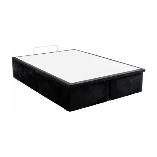 Encontraproduto.com.br - Base Baú Camurça Preto King (186x198x39) - Ortobom