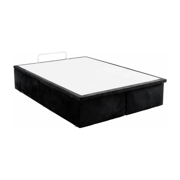 Encontraproduto.com.br - Base Baú Camurça Preto King (186x198x39) - Ortobom