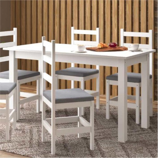 Encontraproduto.com.br - Mesa de Jantar Madeira Maciça/MDP 150cm Lívia Multimóveis CR5094 Branca