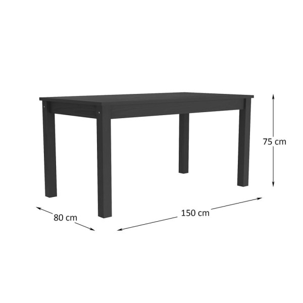Encontraproduto.com.br - Mesa de Jantar Madeira Maciça/MDP 150cm Lívia Multimóveis CR5094 Preta