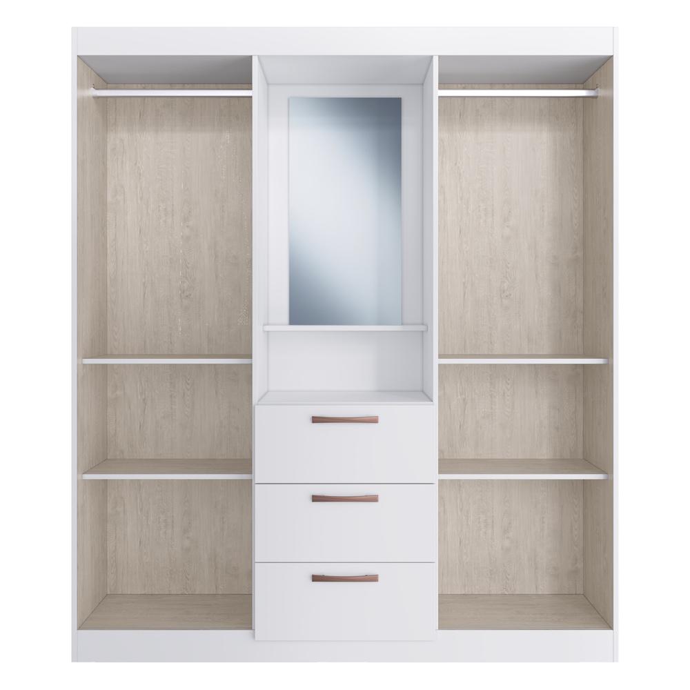 Encontraproduto.com.br - Guarda-Roupa com Espelho 4 Portas 3 Gavetas Siena Multimóveis CR4151 Branco