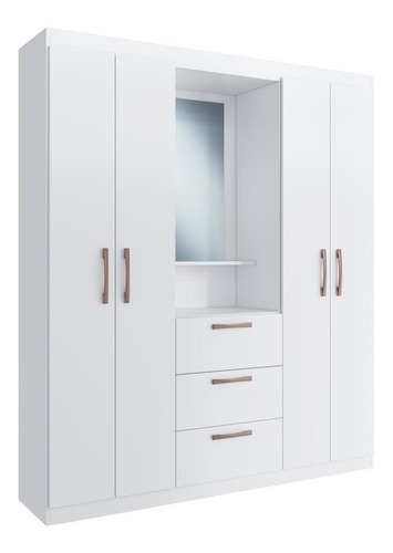 Guarda-Roupa com Espelho 4 Portas 3 Gavetas Siena Multimóveis CR4151 Branco