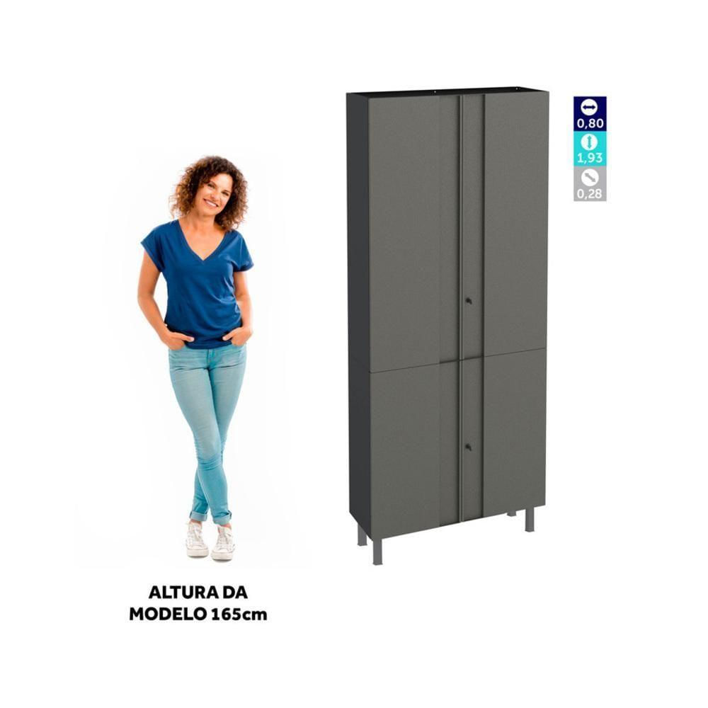 Encontraproduto.com.br - Armário Aço Lavanderia Multiuso Multimóveis CR6043 Cinza/Pto