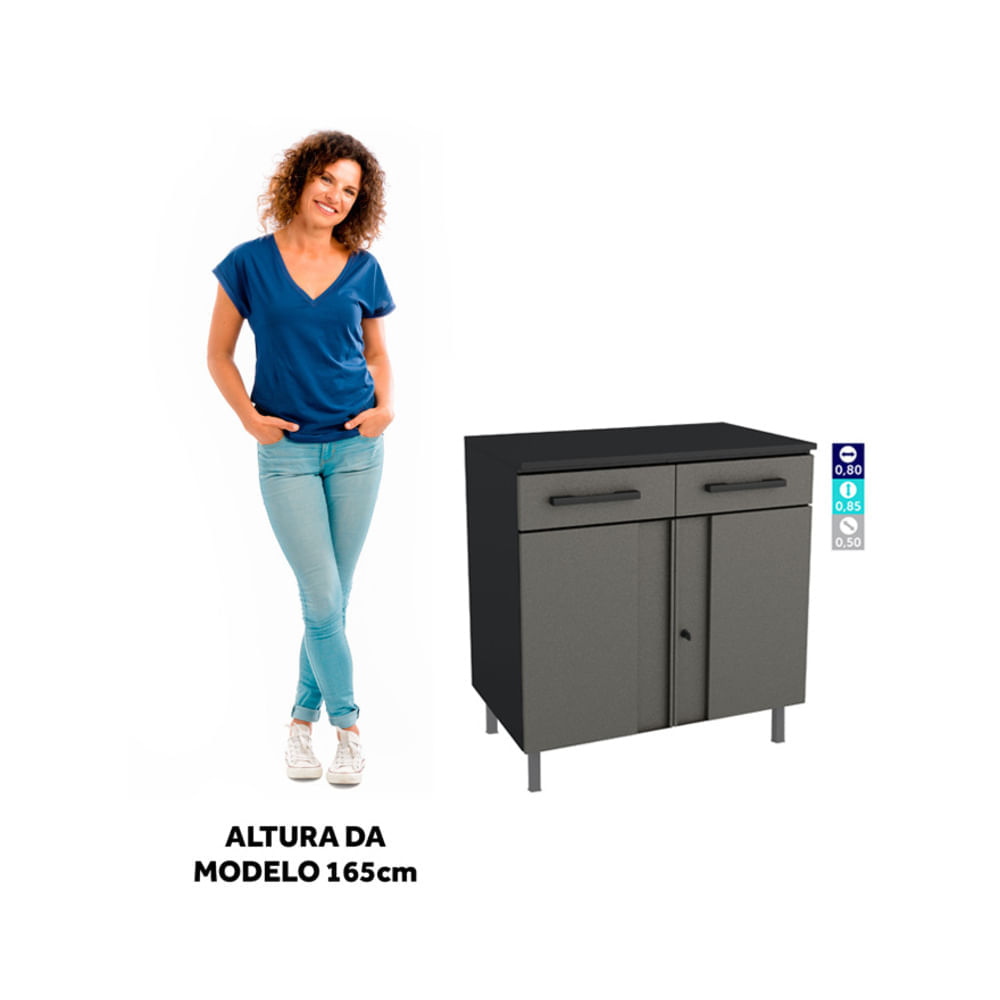 Encontraproduto.com.br - Balcão Aço Lavanderia Multiuso Multimóveis CR6045 Cinza/Pto