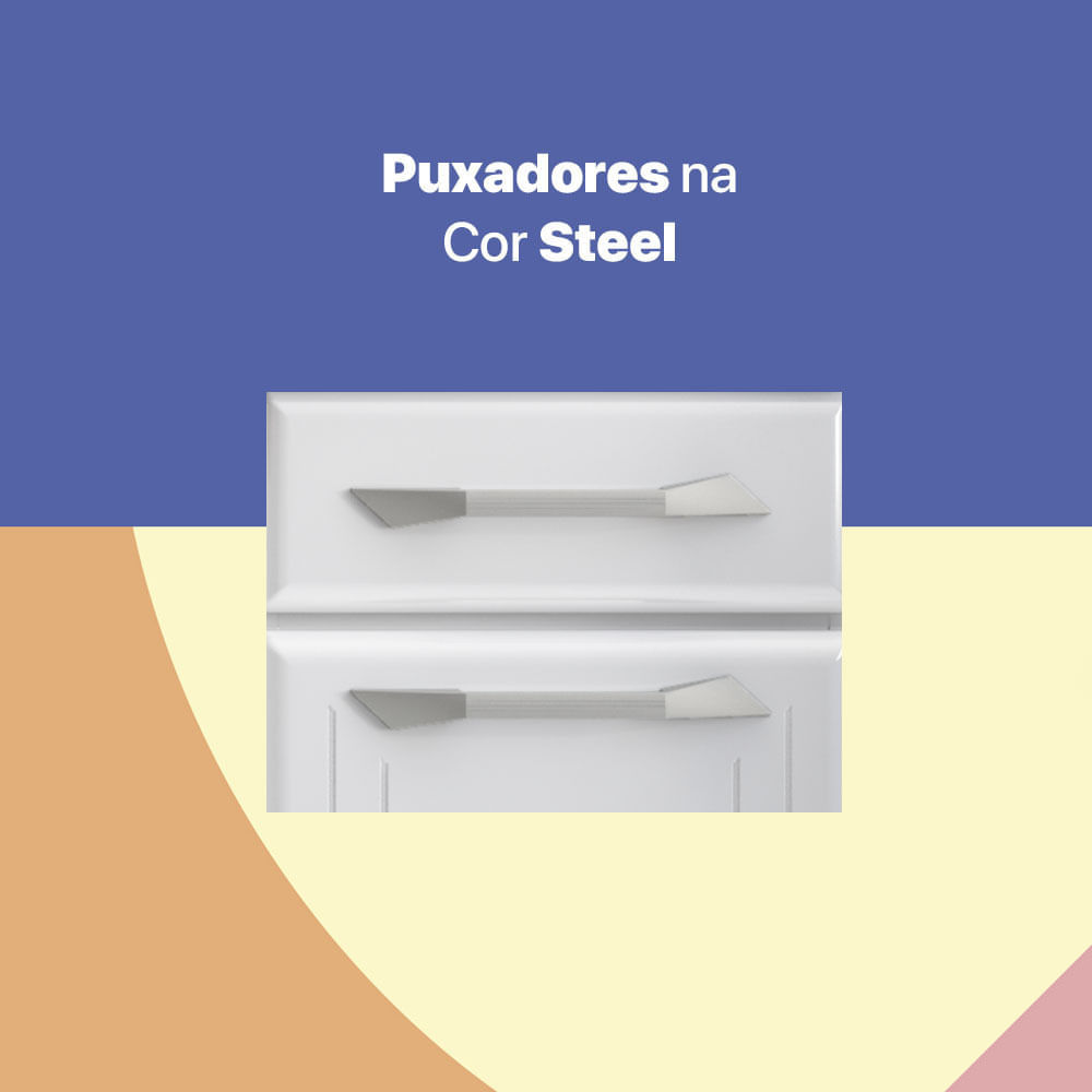 Encontraproduto.com.br - Balcão de Cozinha de Aço Triplo com Tampo Rose Multimóveis CR6090 Branco