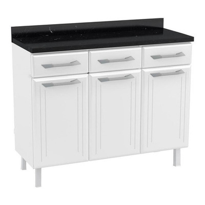 Balcão de Cozinha de Aço Triplo com Tampo Rose Multimóveis CR6090 Branco