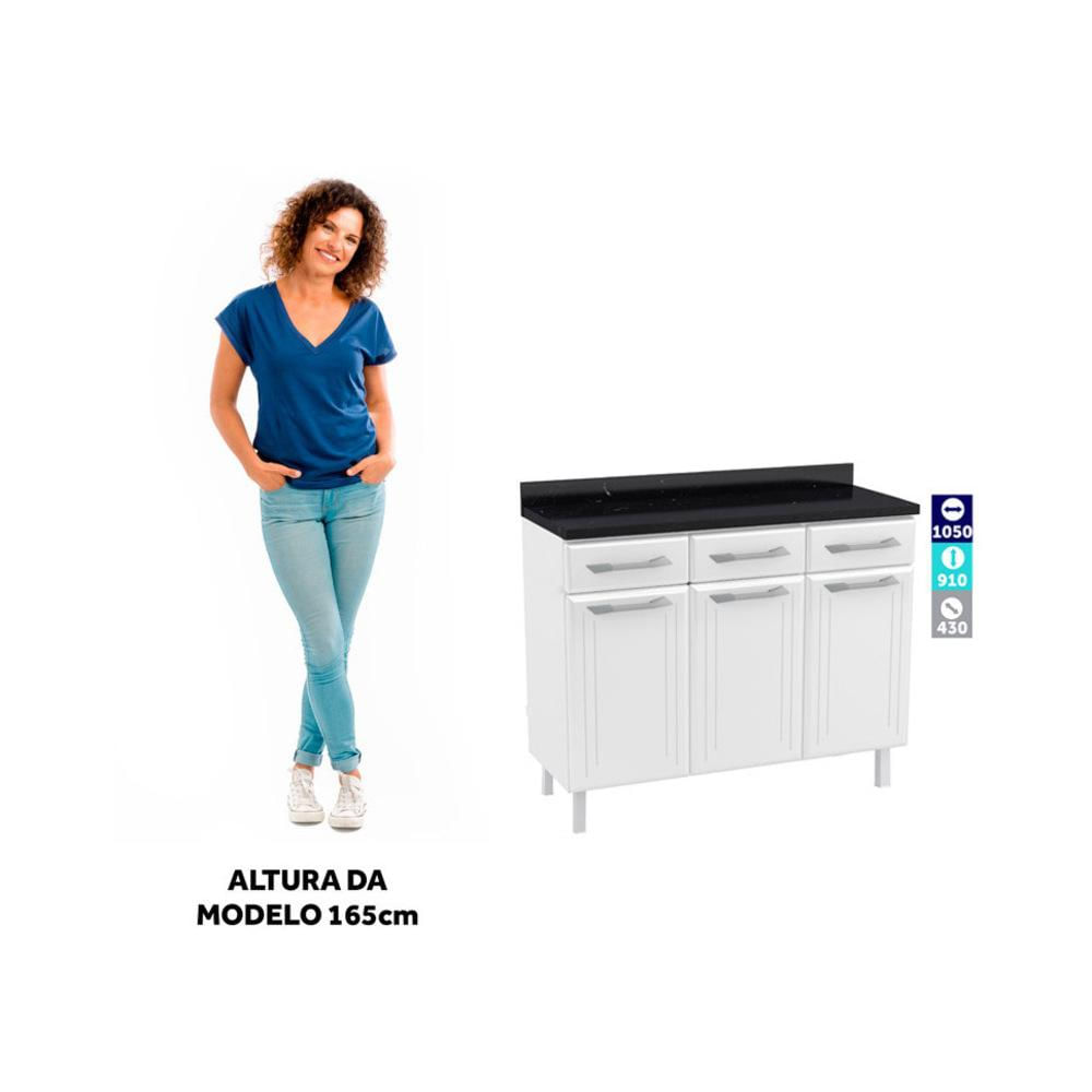 Encontraproduto.com.br - Balcão de Cozinha de Aço Triplo com Tampo Rose Multimóveis CR6090 Branco