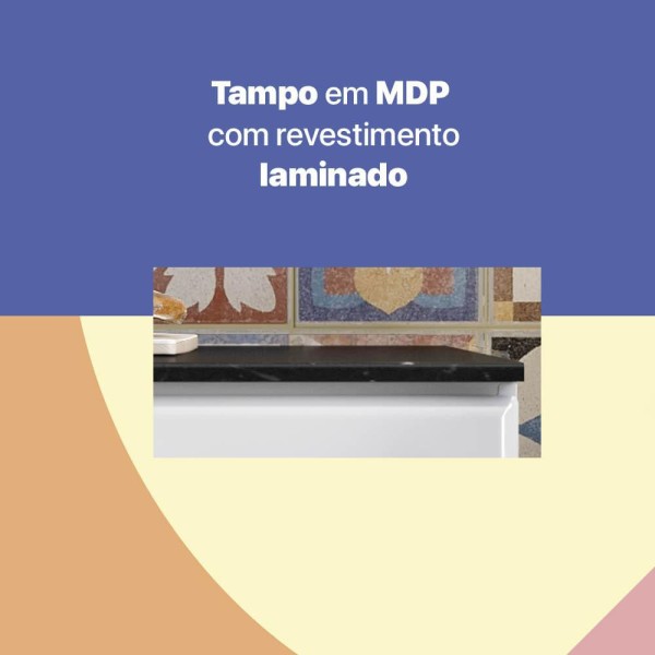 Encontraproduto.com.br - Balcão de Cozinha de Aço Triplo com Tampo Rose Multimóveis CR6090 Branco