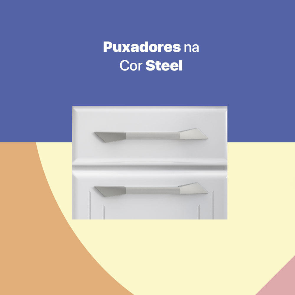 Encontraproduto.com.br - Balcão de Cozinha de Aço Triplo com Tampo Rose Multimóveis CR6090 Branco