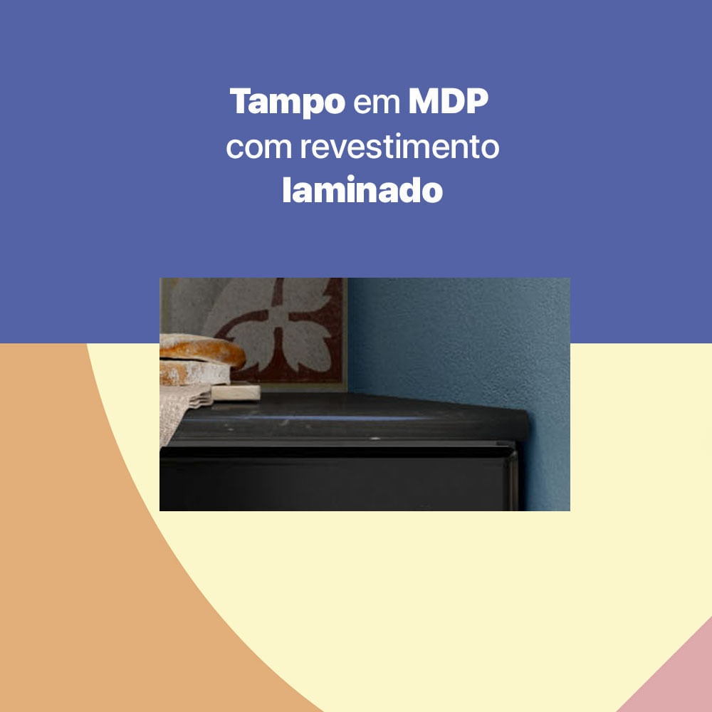 Encontraproduto.com.br - Balcão de Cozinha de Aço Triplo com Tampo Rose Multimóveis Smart CR6093 Branco/Preto
