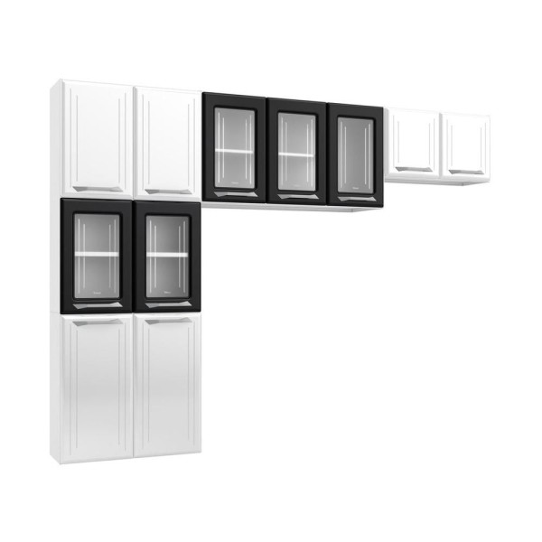 Encontraproduto.com.br - Cozinha de Aço Compacta 3 Peças Rose Multimóveis CR6104 Branco/Preto