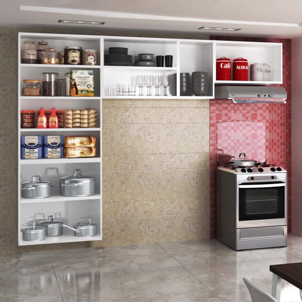 Encontraproduto.com.br - Cozinha de Aço Compacta 3 Peças Rose Multimóveis CR6104 Branco/Preto