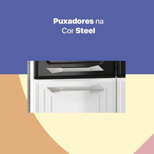 Encontraproduto.com.br - Cozinha de Aço Compacta 3 Peças Rose Multimóveis CR6104 Branco/Preto