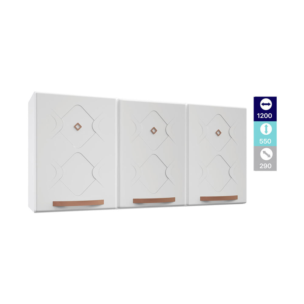 Encontraproduto.com.br - Armário de Cozinha de Aço Aéreo Triplo 120cm Regina Multimóveis CR6122 Branco