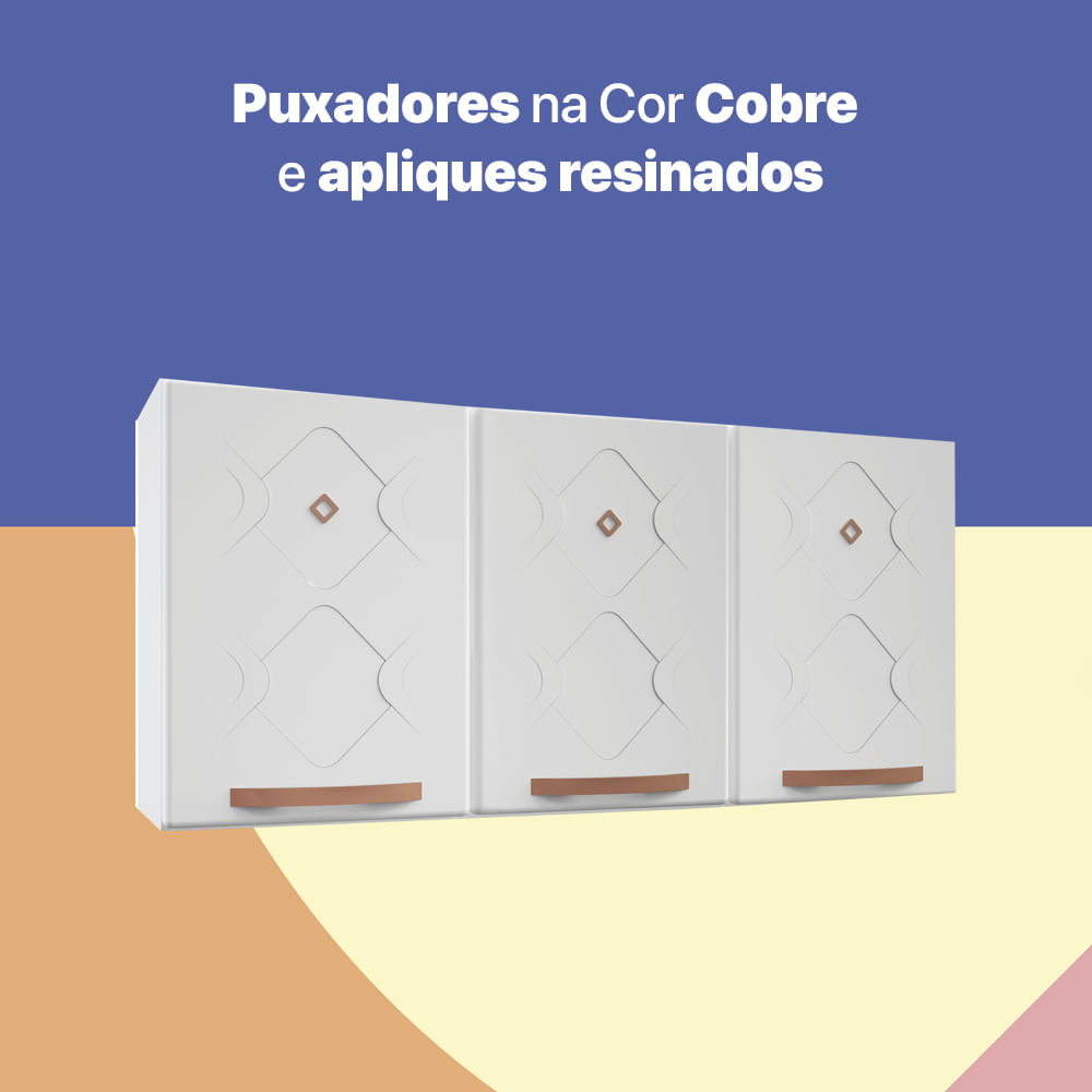 Encontraproduto.com.br - Armário de Cozinha de Aço Aéreo Triplo 120cm Regina Multimóveis CR6122 Branco