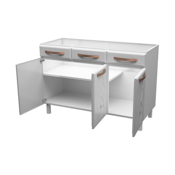Encontraproduto.com.br - Balcão de Cozinha de Aço Triplo sem Tampo para Pia 120cm Regina Multimóveis CR6127 Branco