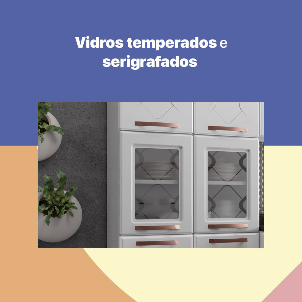 Encontraproduto.com.br - Paneleiro Duplo de Aço 80cm Regina Multimóveis Glass CR6132 Branco