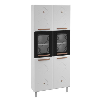 Paneleiro Duplo de Aço 80cm Regina Multimóveis Glass CR6133 Branco/Preto