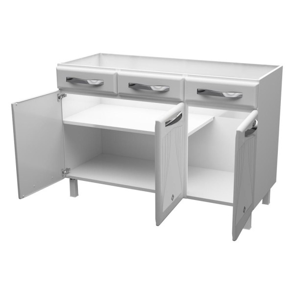 Encontraproduto.com.br - Balcão de Cozinha de Aço Triplo sem Tampo para Pia 120cm Clara Multimóveis CR6146 Branco