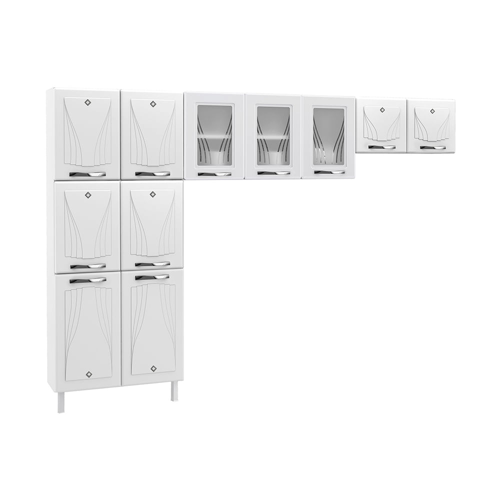 Encontraproduto.com.br - Cozinha de Aço Compacta Clara Multimóveis 3 Peças CR6152 Branco