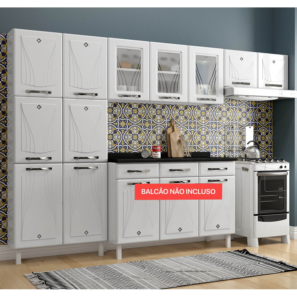 Encontraproduto.com.br - Cozinha de Aço Compacta Clara Multimóveis 3 Peças CR6152 Branco