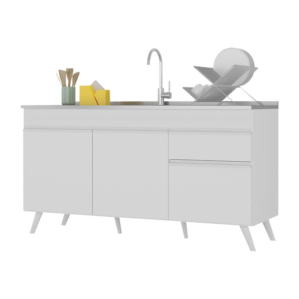 Encontraproduto.com.br - Balcão Cozinha Gabinete Pia 150Cm 3 Portas Mp2072.891 Branco