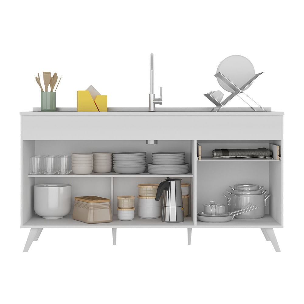 Encontraproduto.com.br - Balcão Cozinha Gabinete Pia 150Cm 3 Portas Mp2072.891 Branco