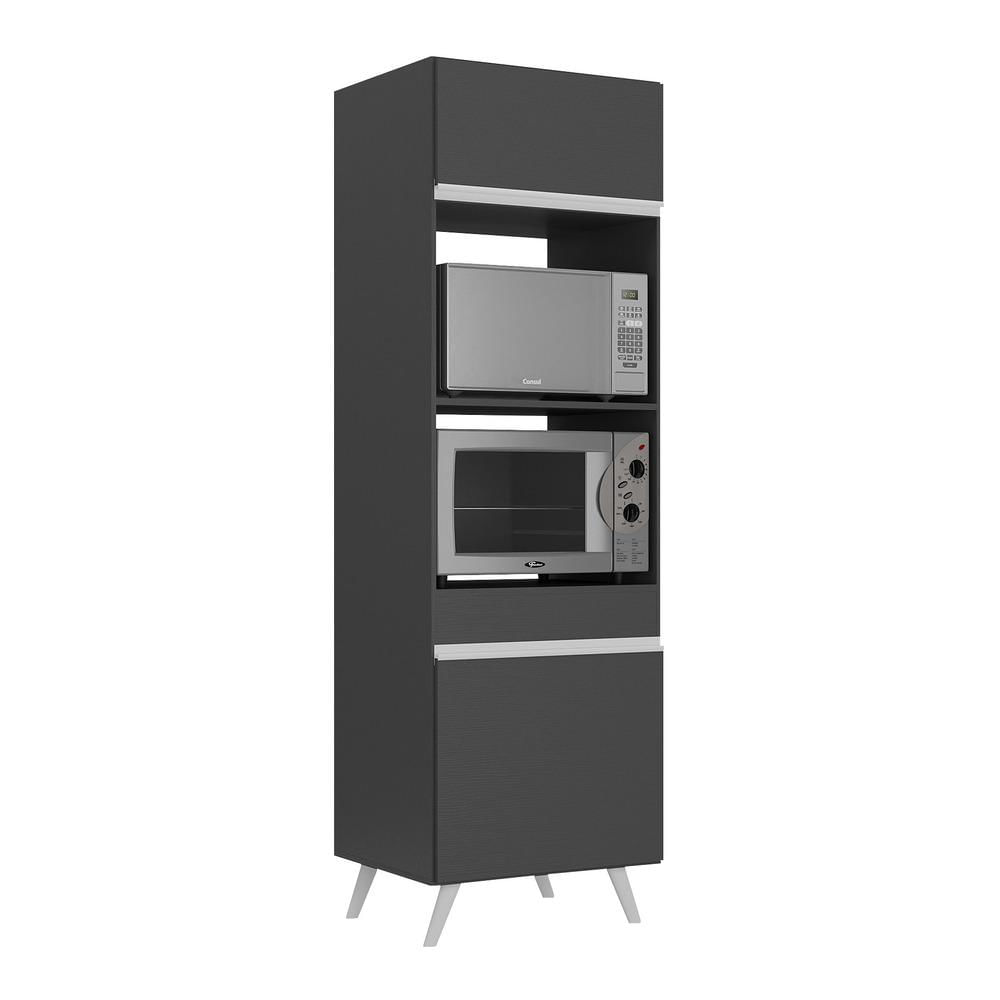 Encontraproduto.com.br - Paneleiro 2 Portas para Forno e Microondas Veneza Multimóveis MP3679.898 Preto/Branco
