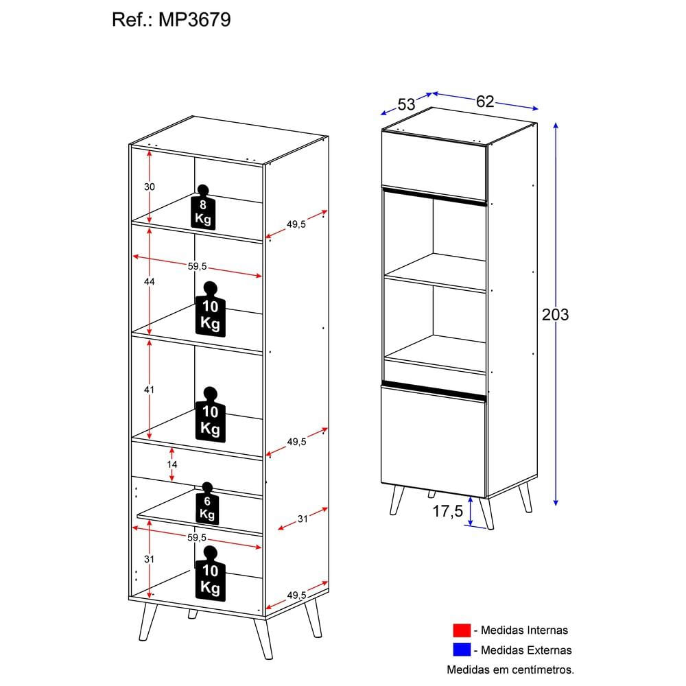 Encontraproduto.com.br - Paneleiro 2 Portas para Forno e Microondas Veneza Multimóveis MP3679.898 Preto/Branco