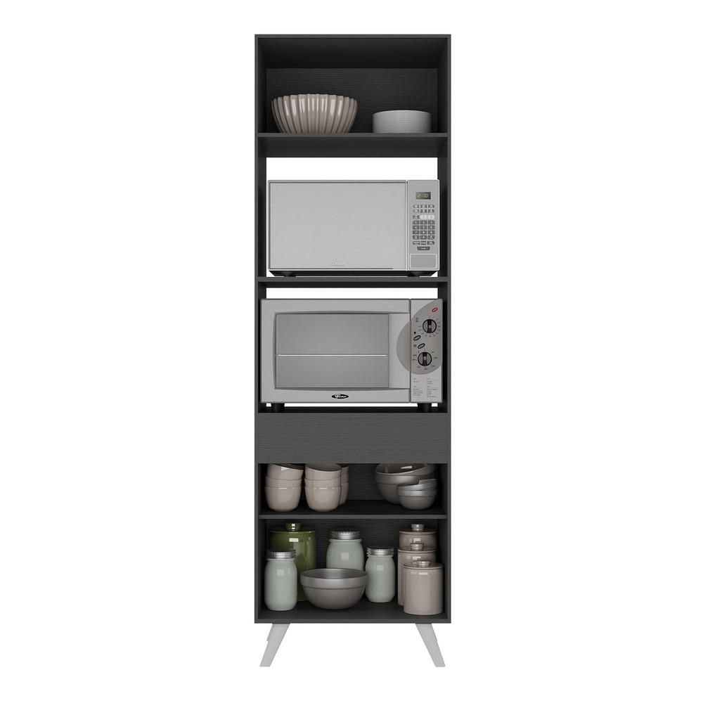 Encontraproduto.com.br - Paneleiro 2 Portas para Forno e Microondas Veneza Multimóveis MP3679.898 Preto/Branco
