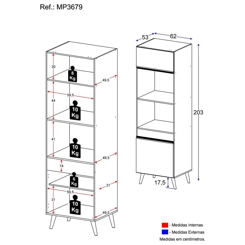 Encontraproduto.com.br - Paneleiro 2 Portas para Forno e Microondas Veneza Multimóveis MP3679.898 Preto/Branco