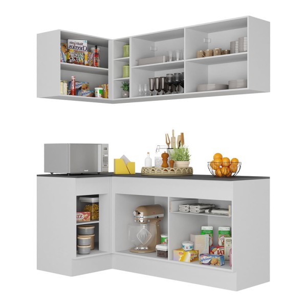 Encontraproduto.com.br - Armário de Cozinha Compacta de Canto com Rodapé Veneza Multimóveis MP2092.891 Branco