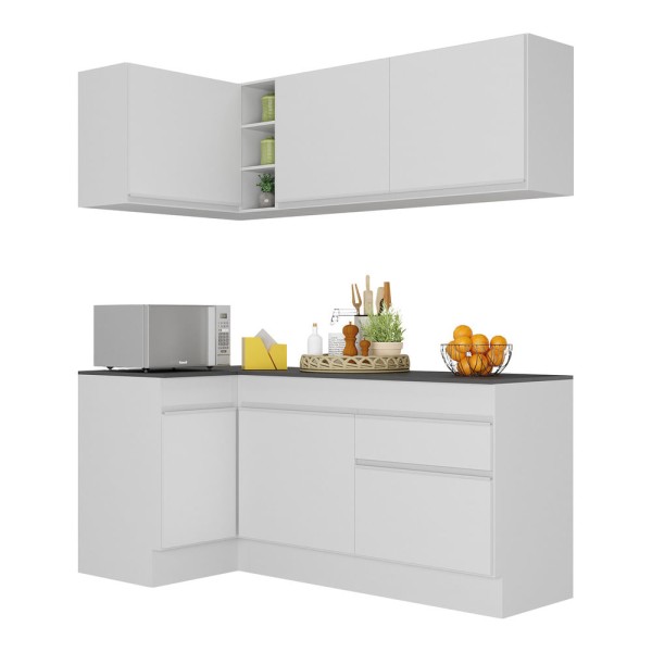 Encontraproduto.com.br - Armário de Cozinha Compacta de Canto com Rodapé Veneza Multimóveis MP2092.891 Branco