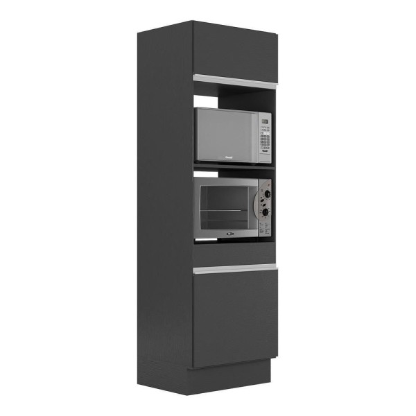 Encontraproduto.com.br - Paneleiro com Rodapé 2 Portas para Forno e Microondas Veneza Multimóveis MP2116.898 Preto/Branco