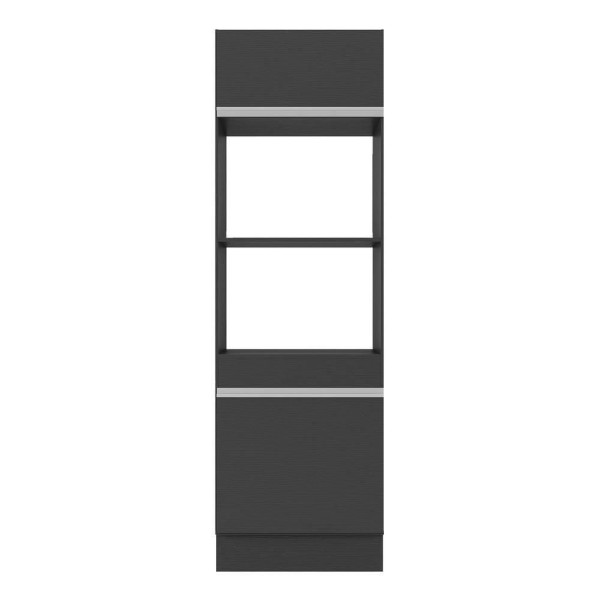 Encontraproduto.com.br - Paneleiro com Rodapé 2 Portas para Forno e Microondas Veneza Multimóveis MP2116.898 Preto/Branco