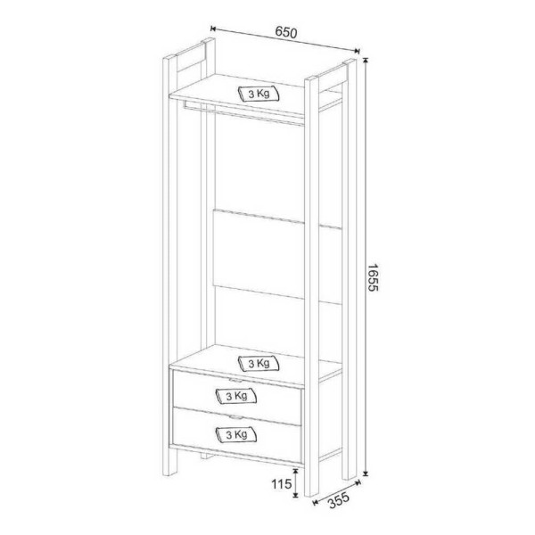 Encontraproduto.com.br - Armário Closet com 2 Gavetas Multimóveis CR35001 Preto/Nogal