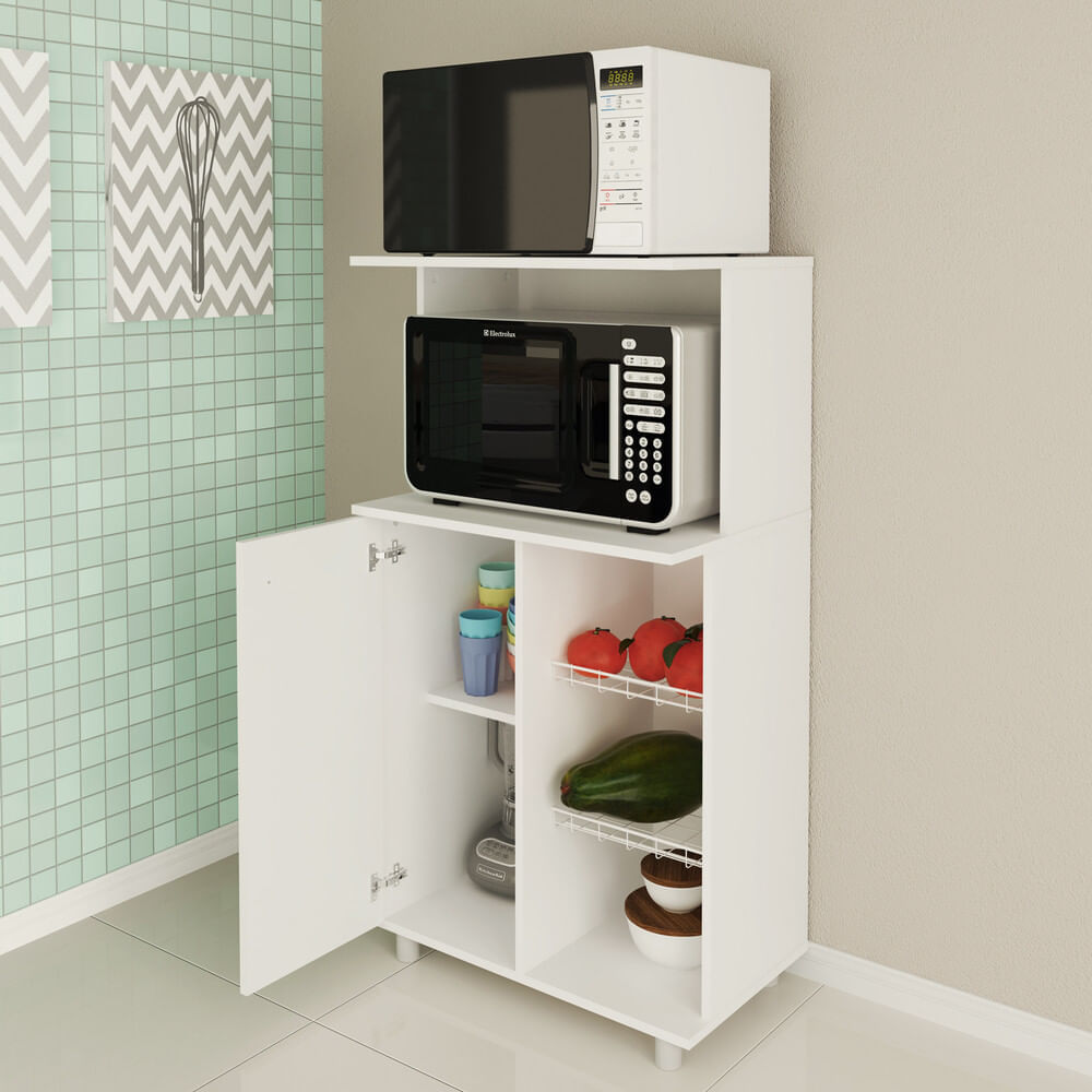 Encontraproduto.com.br - Balcão Fruteira para Forno e Microondas com 1 Porta Multimóveis CR20002 Branco