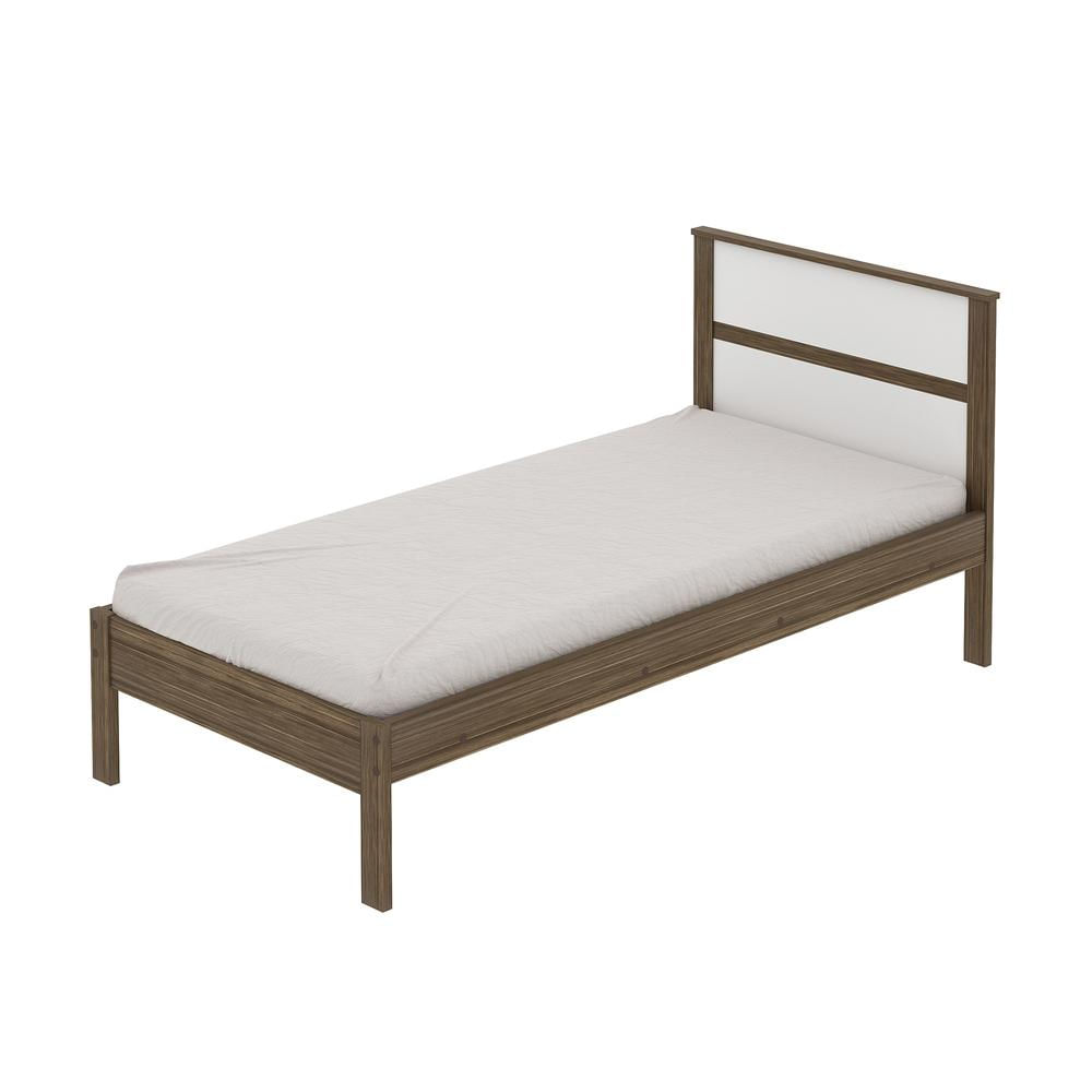 Cama de Solteiro para Colchão 88 x 188 cm Multimóveis CR35008 Nogal/Branca