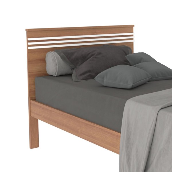 Encontraproduto.com.br - Cama de Solteiro para Colchão 88 x 188 cm Multimóveis CR35014 Amendoa/Branca
