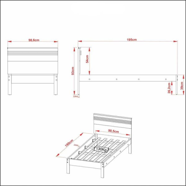 Encontraproduto.com.br - Cama de Solteiro para Colchão 88 x 188 cm Multimóveis CR35014 Amendoa/Branca