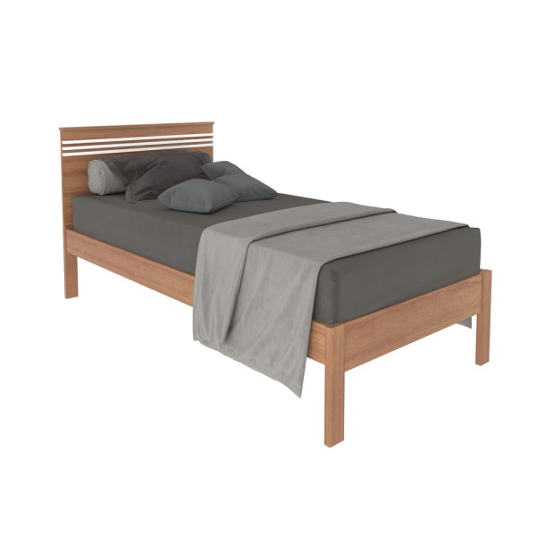 Encontraproduto.com.br - Cama de Solteiro para Colchão 88 x 188 cm Multimóveis CR35014 Amendoa/Branca