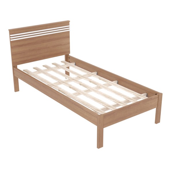 Encontraproduto.com.br - Cama de Solteiro para Colchão 88 x 188 cm Multimóveis CR35014 Amendoa/Branca